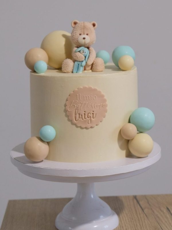 Elegante torta per battesimo con orsetto - Dolci di Brunina - Varese