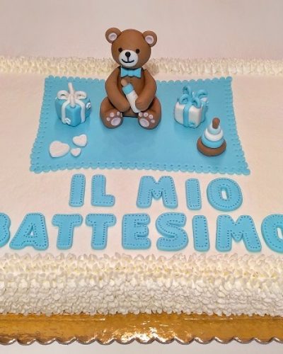 Torte per battesimo decorata con orsetto @Scatti_Gustosi