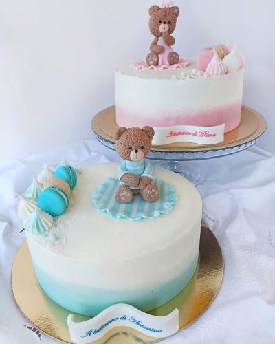 Torte per battesimo decorate con orsetti @Scatti_Gustosi