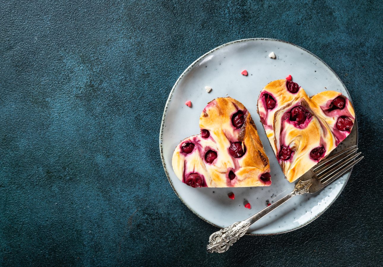Valentines day dessert. Valentines dessert. Heart shaped cheesecake brownie